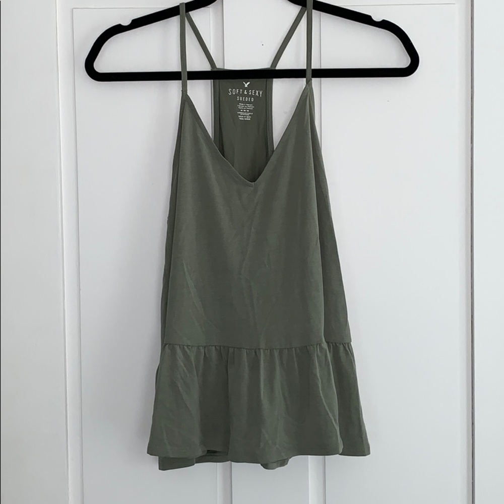 American Eagle olive green babydoll tank